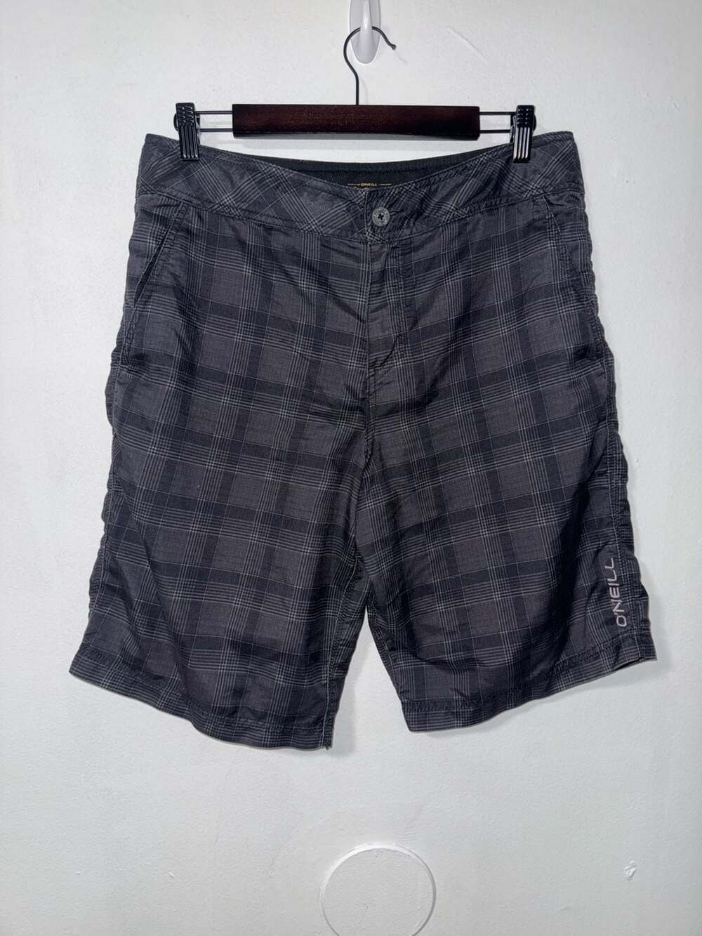 O'Neill Hybrid Shorts Size 33 Black Gray Plaid